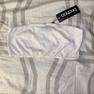 Boohoo white bandeau crop top